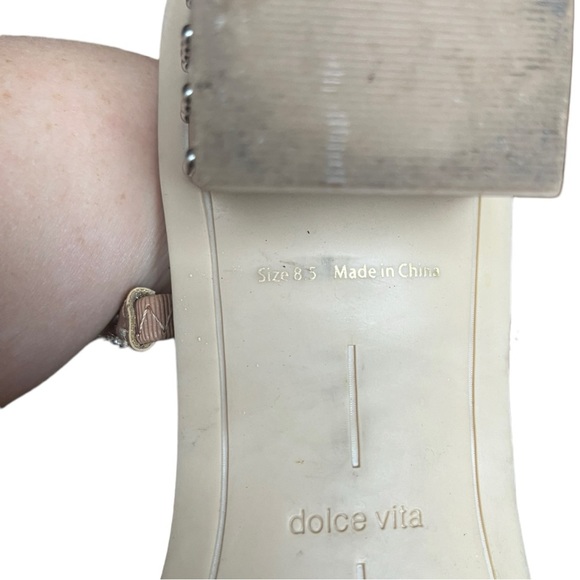 Dolce Vita Riya Studded Block Heel Sandals Nude Tan Vegan Leather Silver Studs - Picture 11 of 12